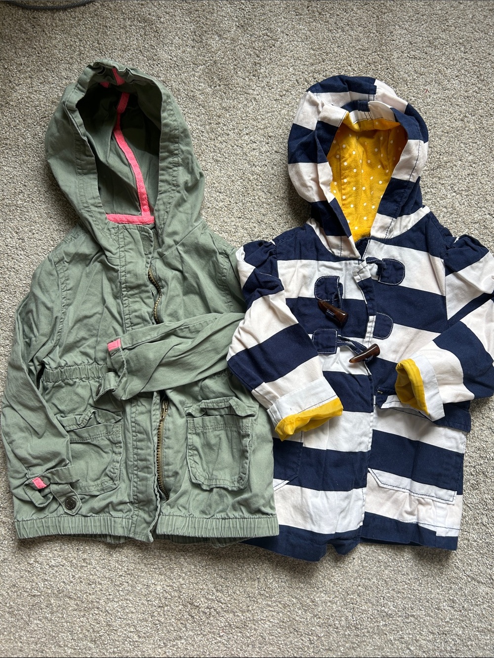 Old Navy Girls' Fall/Spring Jackets - Olive Green & Navy Stripes